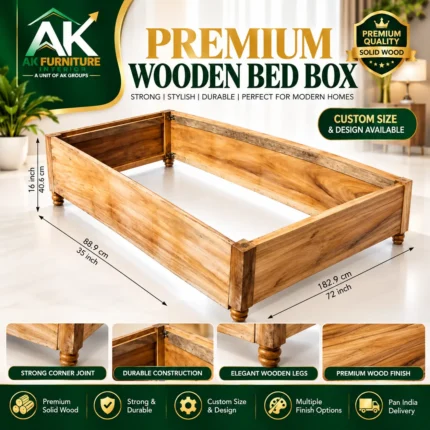 AK Wood Single Bed With Storage - AKF-HB-S-5050
